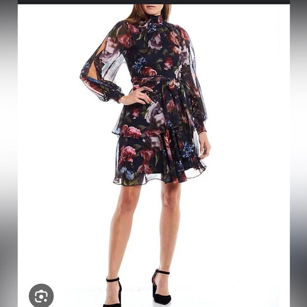 Alex Marie Rosalia high neck long sleeve dress floral 2 dillards
